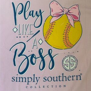 Simply Southern Play Like a Boss Tee in Pink Softball Tshirt